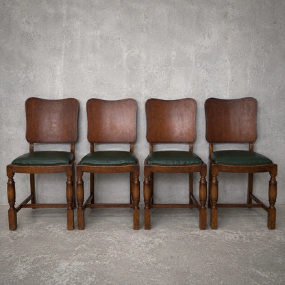Art Deco Oak Extending Dining Table & Four Chairs – 1930s Dining Set – photo 4
