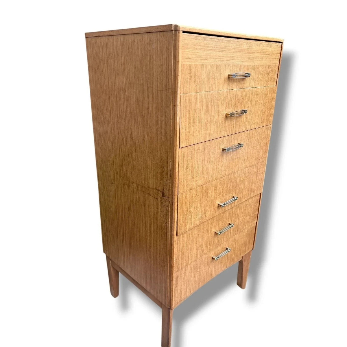 Mid Century Avalon Blonde Teak Tallboy Chest – view 4