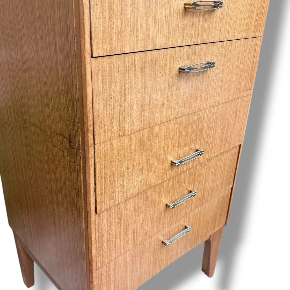 Mid Century Avalon Blonde Teak Tallboy Chest – view 6