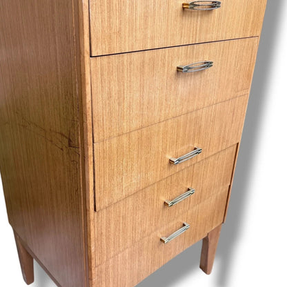 Mid Century Avalon Blonde Teak Tallboy Chest – view 6