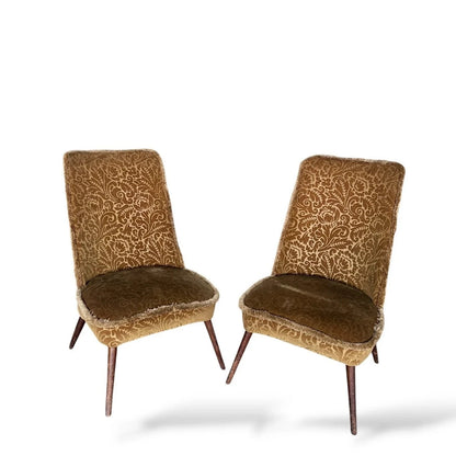 Pair of Mid Century Gold Brocade Cocktail Chairs – view 4