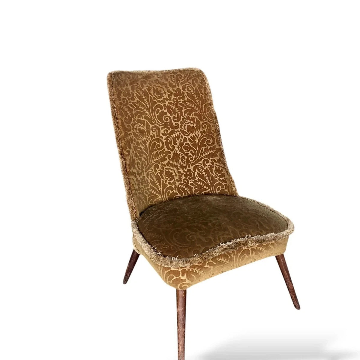 Pair of Mid Century Gold Brocade Cocktail Chairs – view 5
