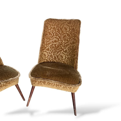 Pair of Mid Century Gold Brocade Cocktail Chairs – view 6