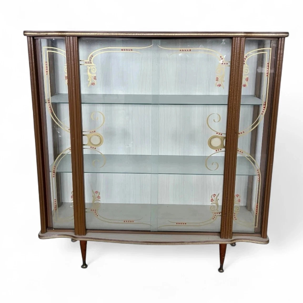 Mid Century Formica Curved Glass Drinks Cabinet – view 2