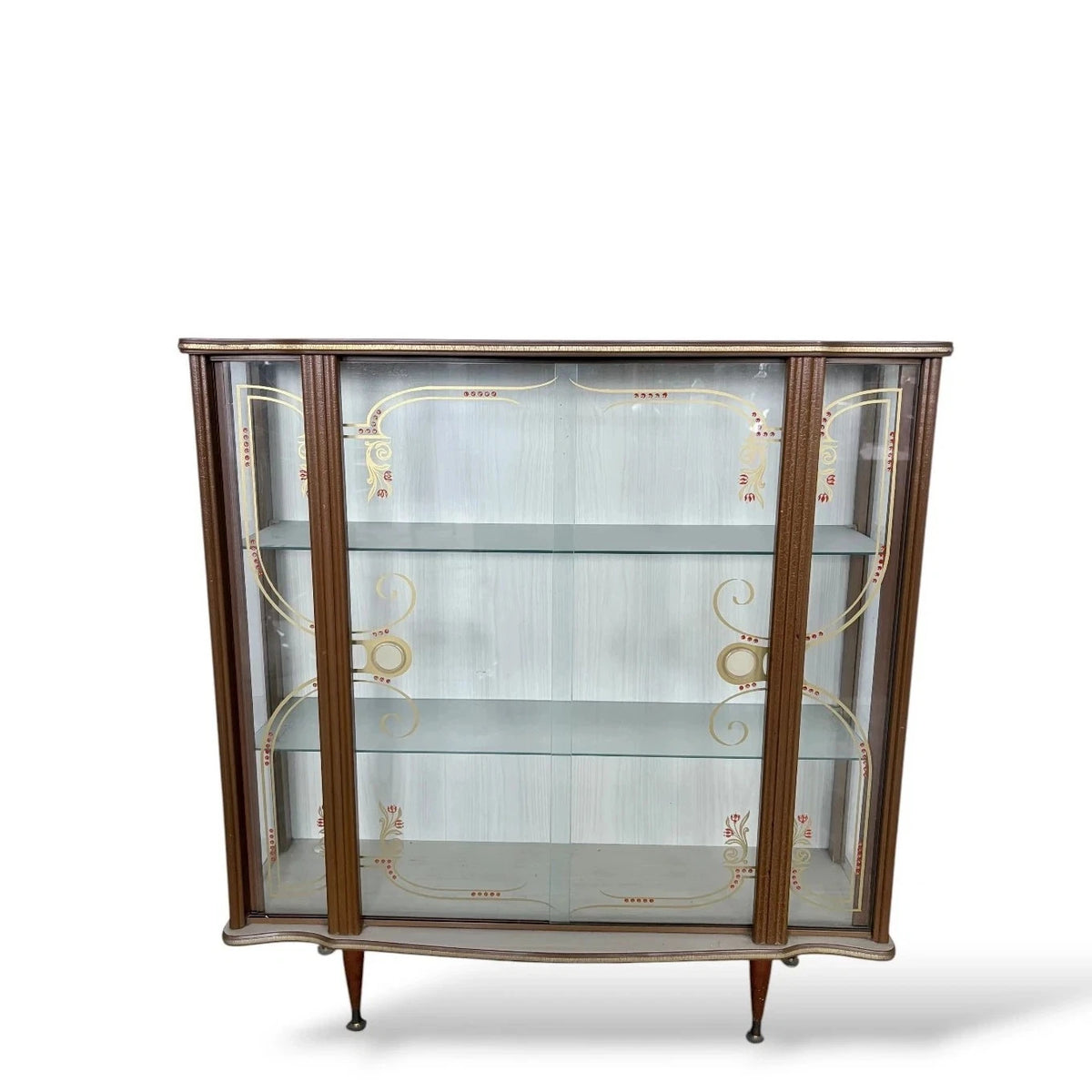 Mid Century Formica Curved Glass Drinks Cabinet – view 3