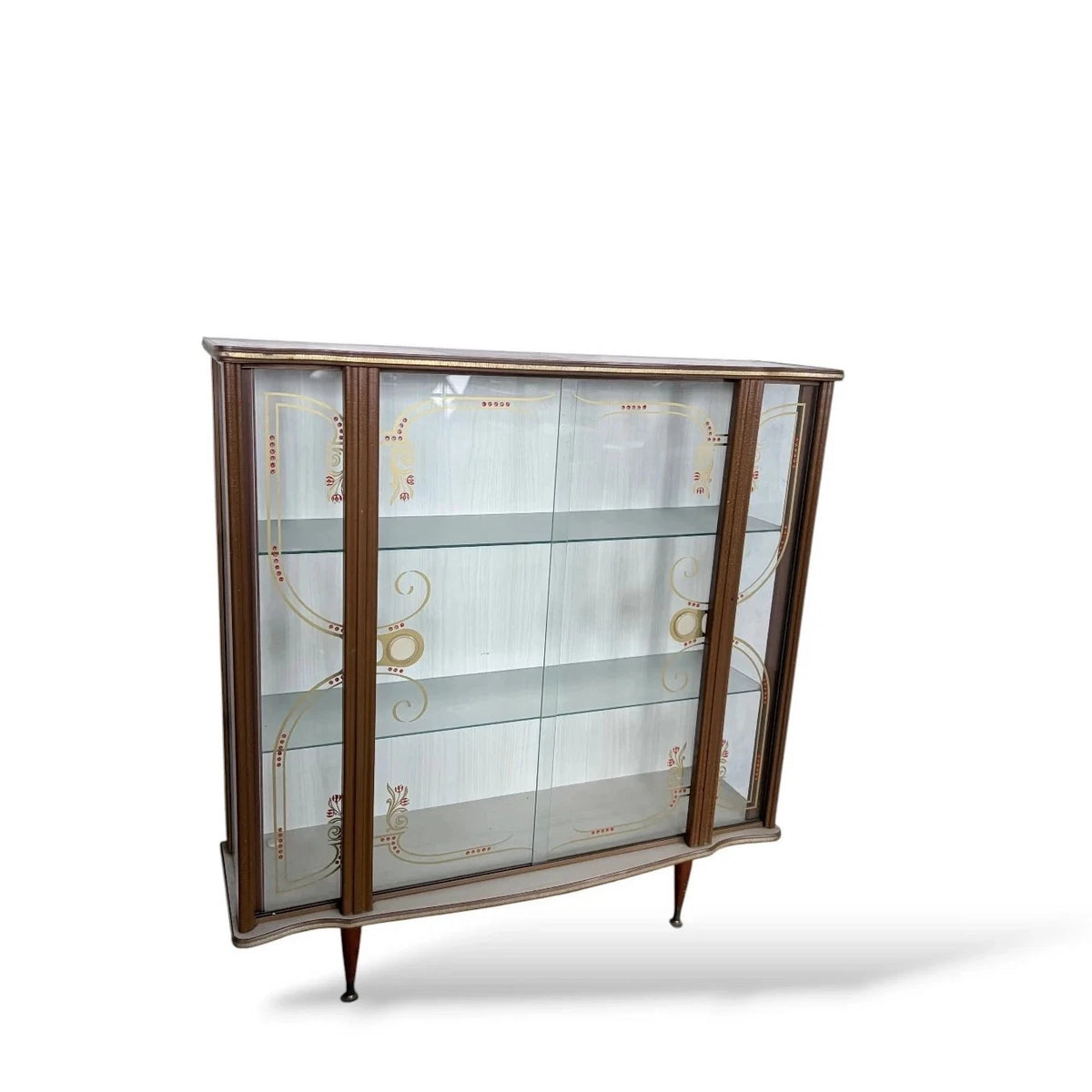 Mid Century Formica Curved Glass Drinks Cabinet – view 4