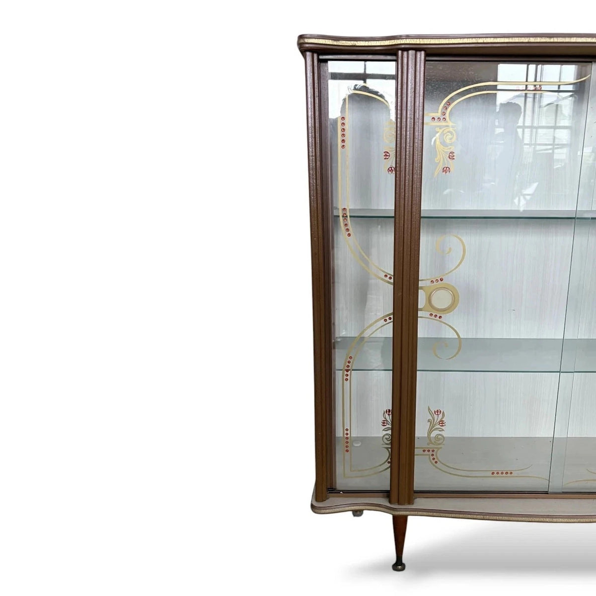 Mid Century Formica Curved Glass Drinks Cabinet – view 5