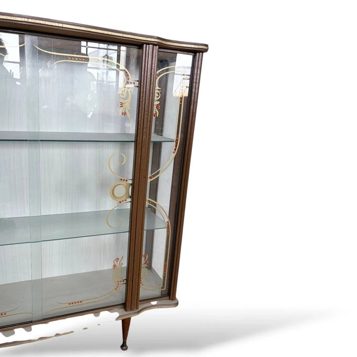 Mid Century Formica Curved Glass Drinks Cabinet – view 6