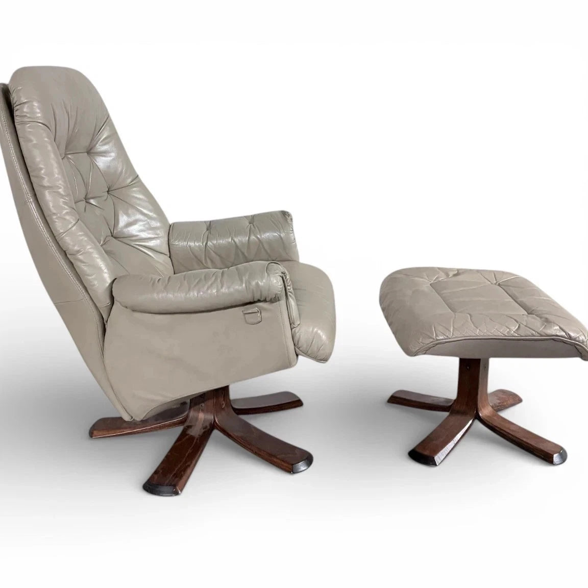 Swedish Stressless Leather Recliner & Footstool – view 1