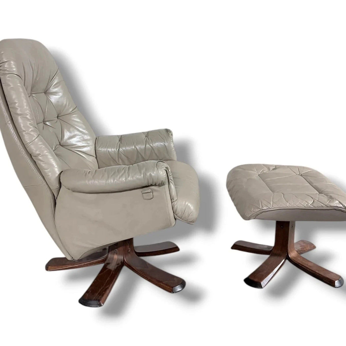 Swedish Stressless Leather Recliner & Footstool – view 5