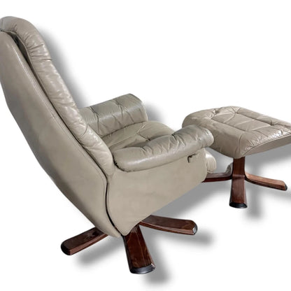 Swedish Stressless Leather Recliner & Footstool – view 6