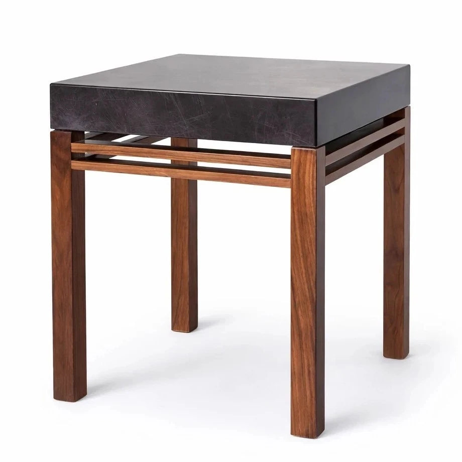 Mid Century Teak & Black Acrylic Bedside Table – view 1