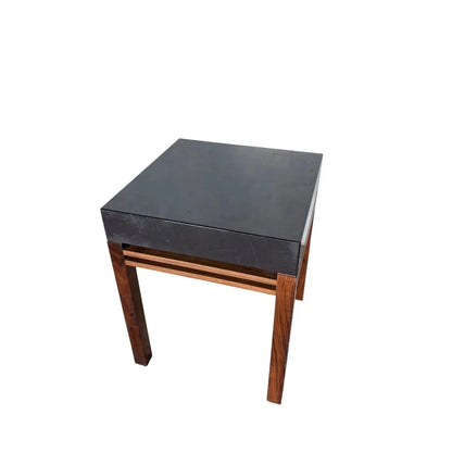 Mid Century Teak & Black Acrylic Bedside Table – view 6