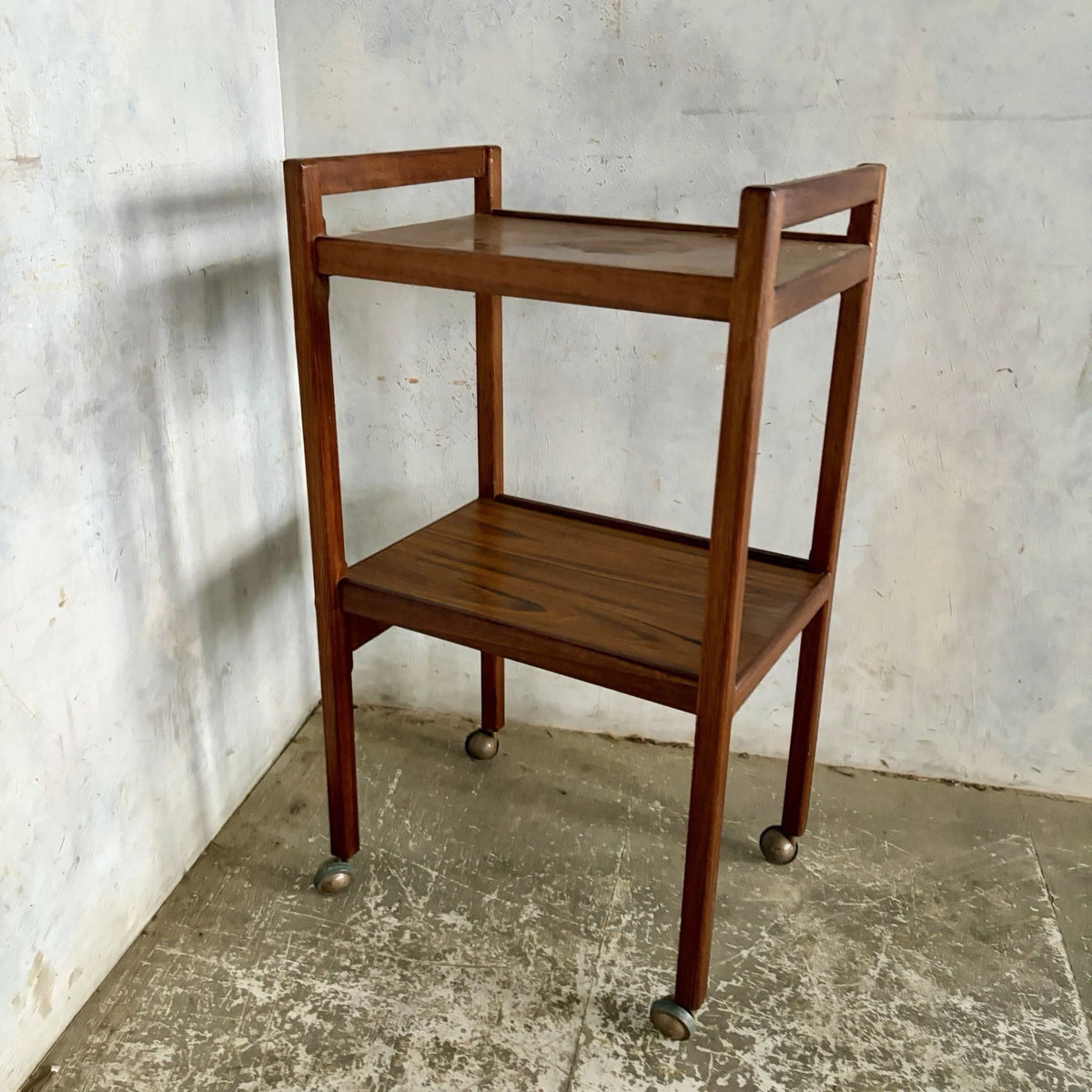 Mid Century Handmade Teak Two-Tier Drinks Trolley – view 1