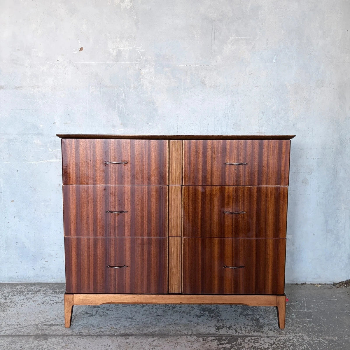 Mid Century Sutcliffe of Todmorden Walnut & Teak Compact Chest of Drawers – vintage furniture photograph 4
