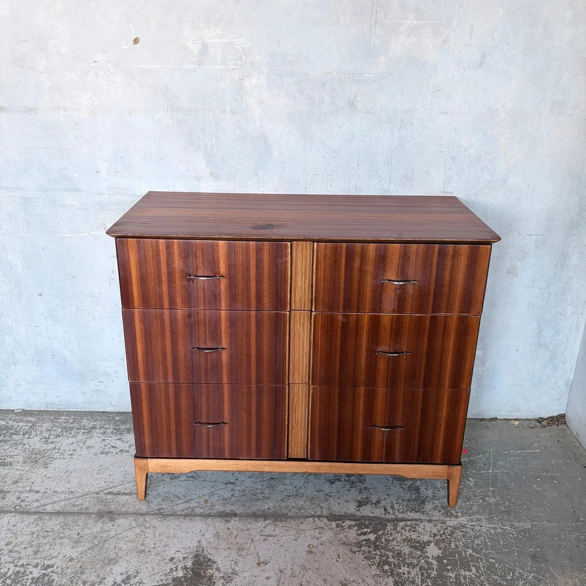 Mid Century Sutcliffe of Todmorden Walnut & Teak Compact Chest of Drawers – vintage furniture photograph 5
