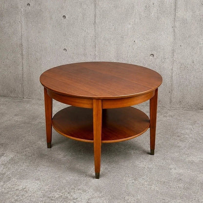 Mid Century Vintage Round Teak Two Tier Coffee Table With Shelving – vintage furniture photograph 1
