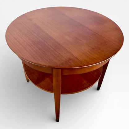 Mid Century Vintage Round Teak Two Tier Coffee Table With Shelving – vintage furniture photograph 4