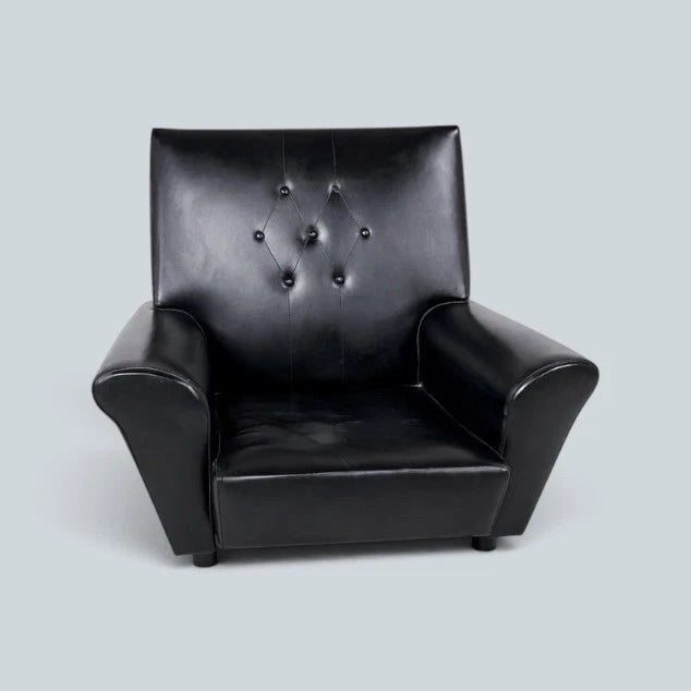 Mid Century Black Leatherette Club Lounge Armchair, 1960s – view 1
