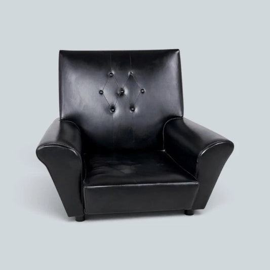 Mid Century Black Leatherette Club Lounge Armchair, 1960s – view 1
