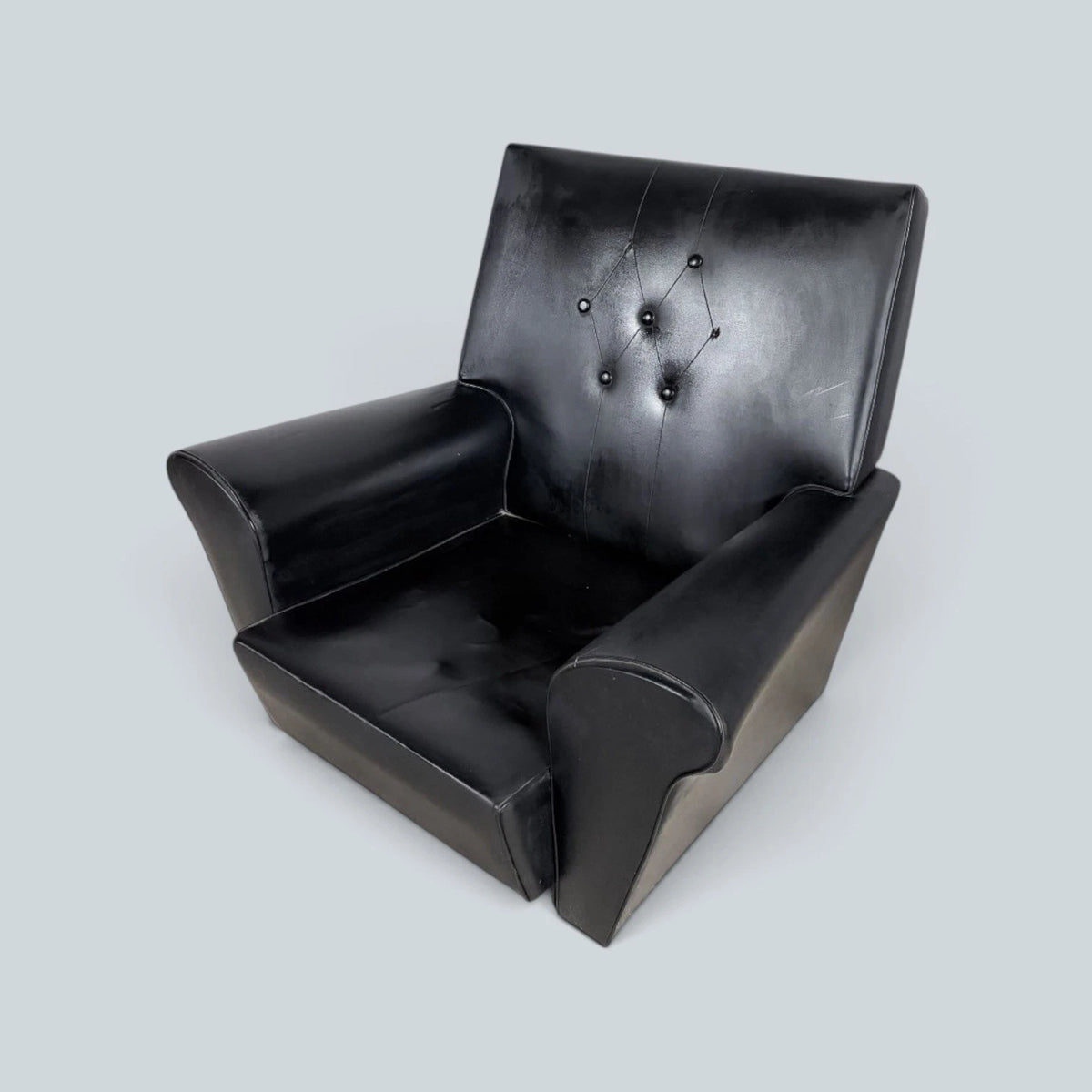 Mid Century Black Leatherette Club Lounge Armchair, 1960s – view 3