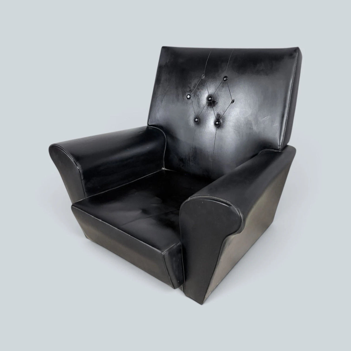 Mid Century Black Leatherette Club Lounge Armchair, 1960s – view 4