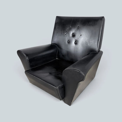 Mid Century Black Leatherette Club Lounge Armchair, 1960s – view 4