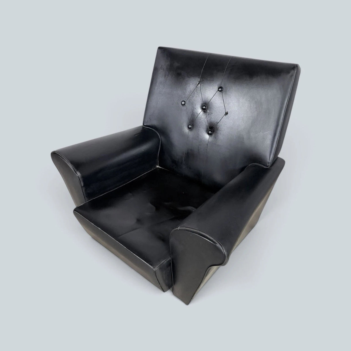 Mid Century Black Leatherette Club Lounge Armchair, 1960s – view 5