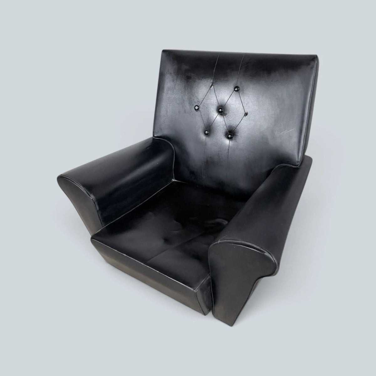 Mid Century Black Leatherette Club Lounge Armchair, 1960s – view 6