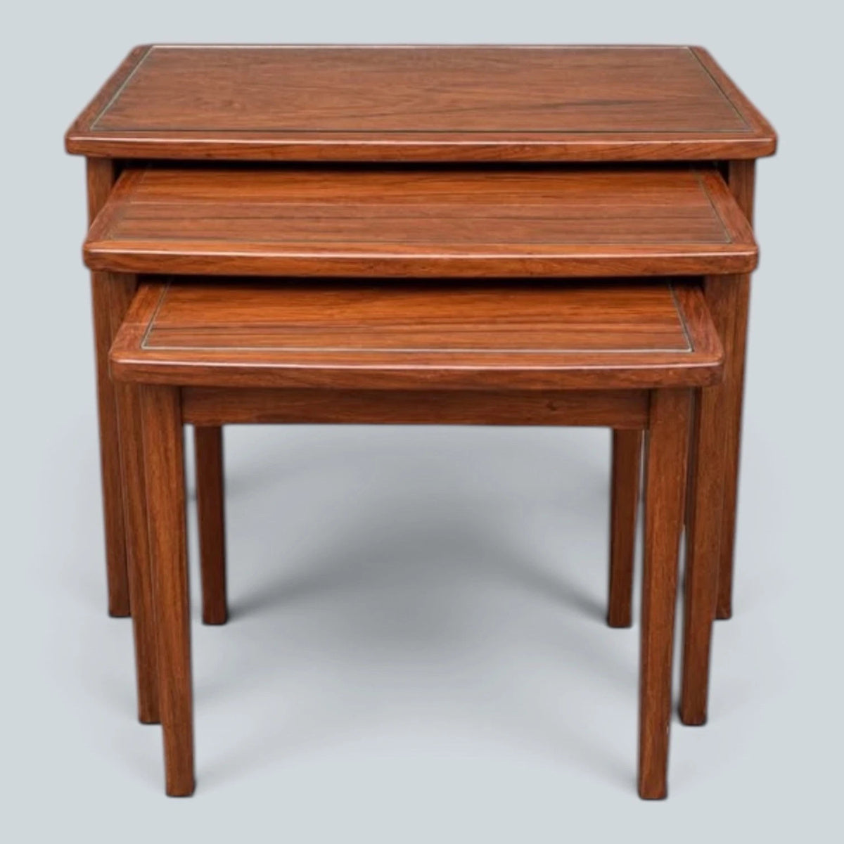 Richard Hornby Mid Century Teak & Glass Nest of Three Tables – view 2