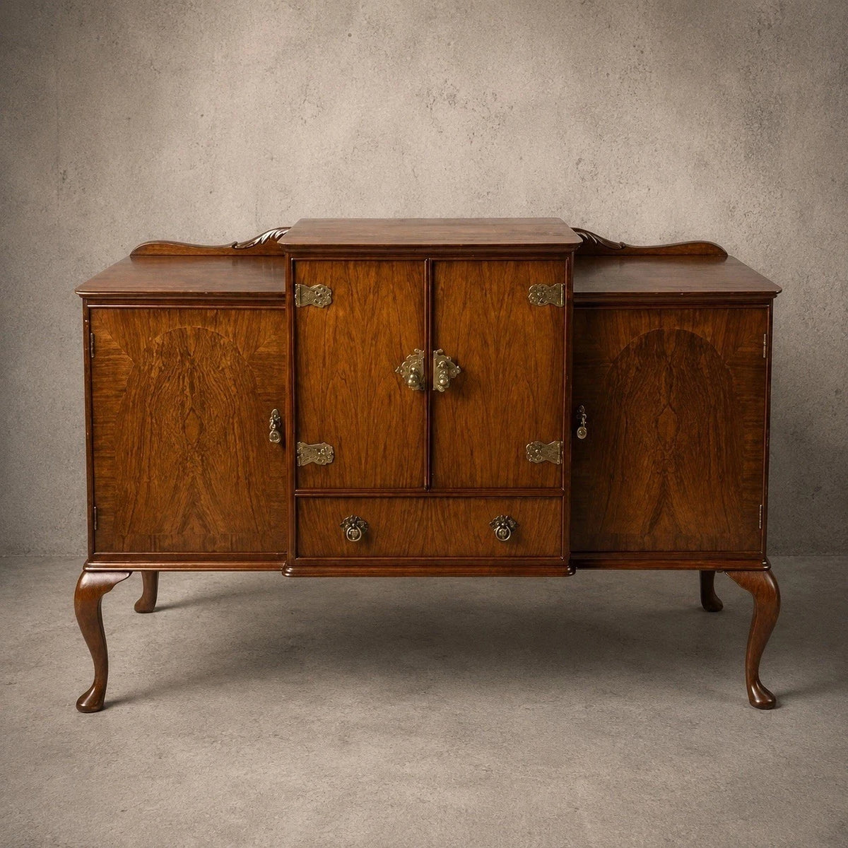 Art Deco Walnut Cocktail Cabinet with Brass Hardware – view 1