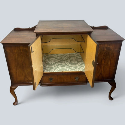 Art Deco Walnut Cocktail Cabinet with Brass Hardware – view 2