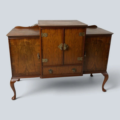 Art Deco Walnut Cocktail Cabinet with Brass Hardware – view 3