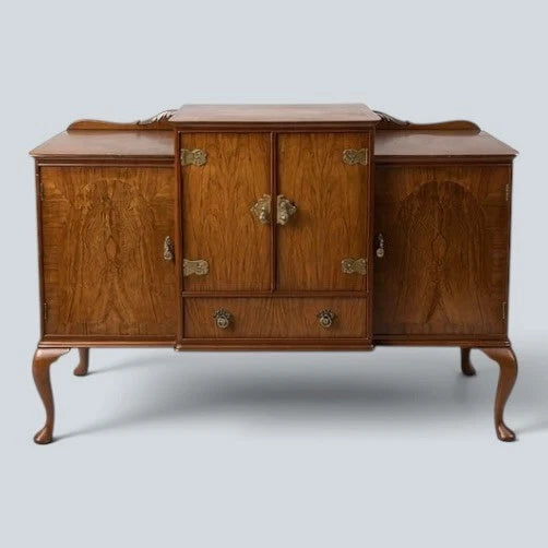 Art Deco Walnut Cocktail Cabinet with Brass Hardware – view 5