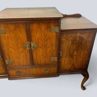 Art Deco Walnut Cocktail Cabinet with Brass Hardware – view 6