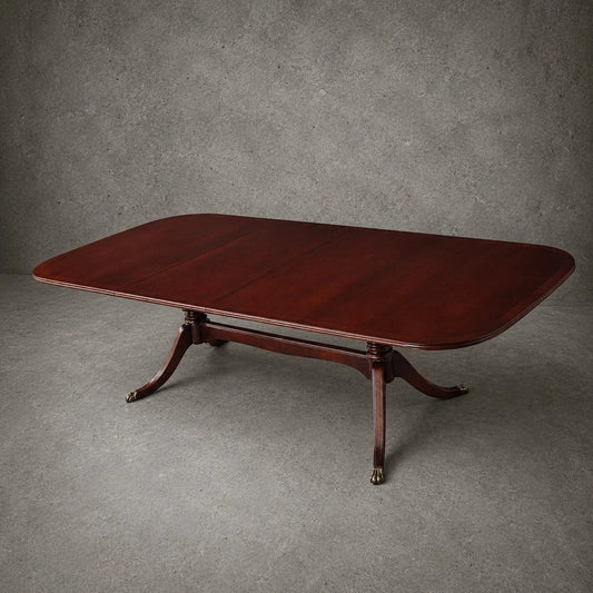 Mid Century McIntosh Twin Pedestal Extending Mahogany Dining Table – view 1