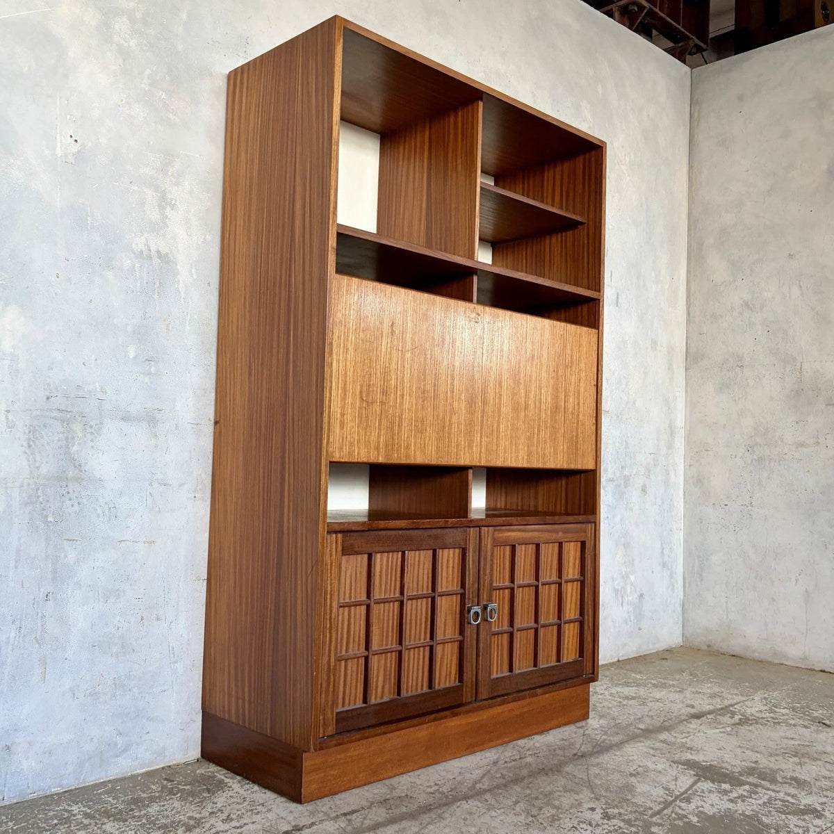 A Younger Mid Century Teak Bureau Bookcase & Writing Desk - view 1