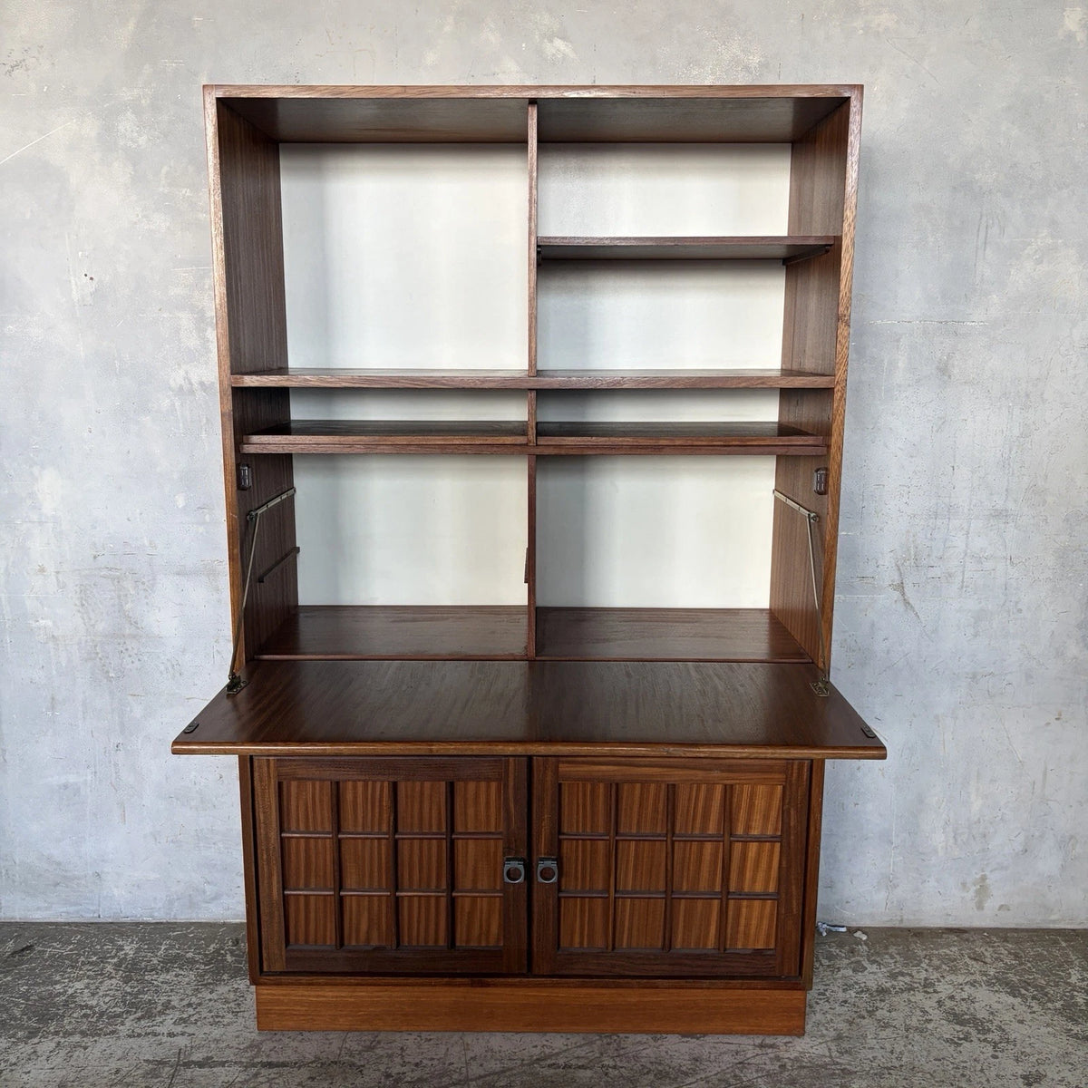 A Younger Mid Century Teak Bureau Bookcase & Writing Desk - view 2