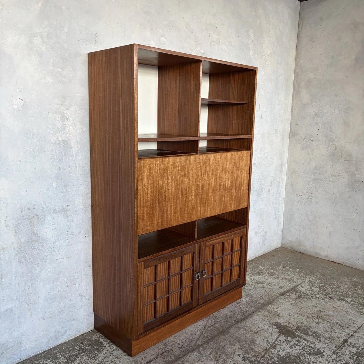 A Younger Mid Century Teak Bureau Bookcase & Writing Desk - view 4