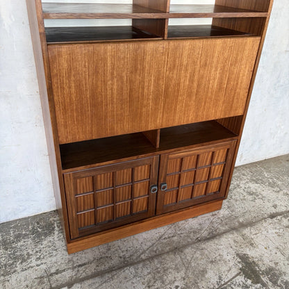 A Younger Mid Century Teak Bureau Bookcase & Writing Desk - view 5