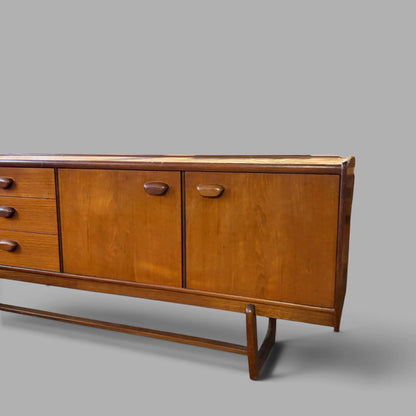 Mid Century Portwood Teak Long Sideboard with Sculptural Sleigh Legs - view 3