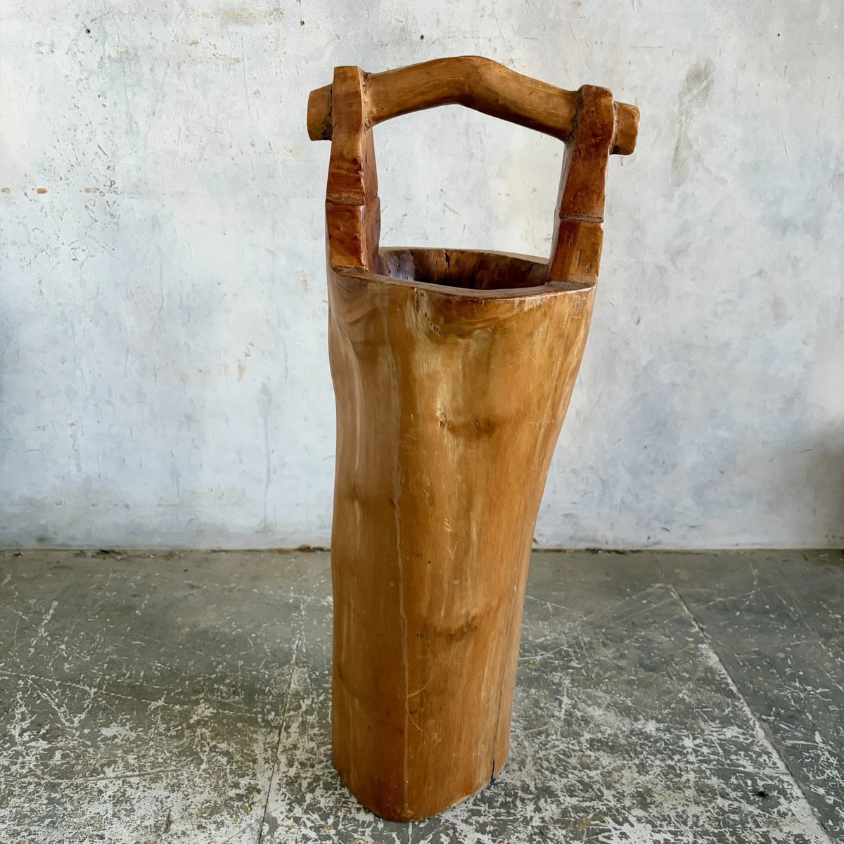 1950s Live Edge Solid Wood Umbrella & Walking Stick Stand - view 1