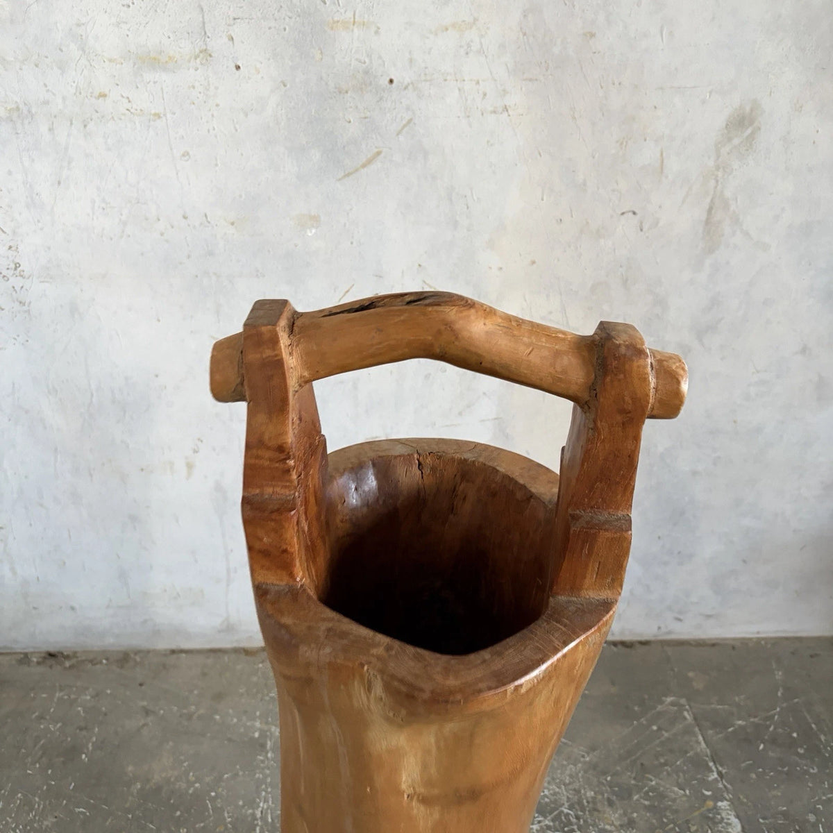 1950s Live Edge Solid Wood Umbrella & Walking Stick Stand - view 5