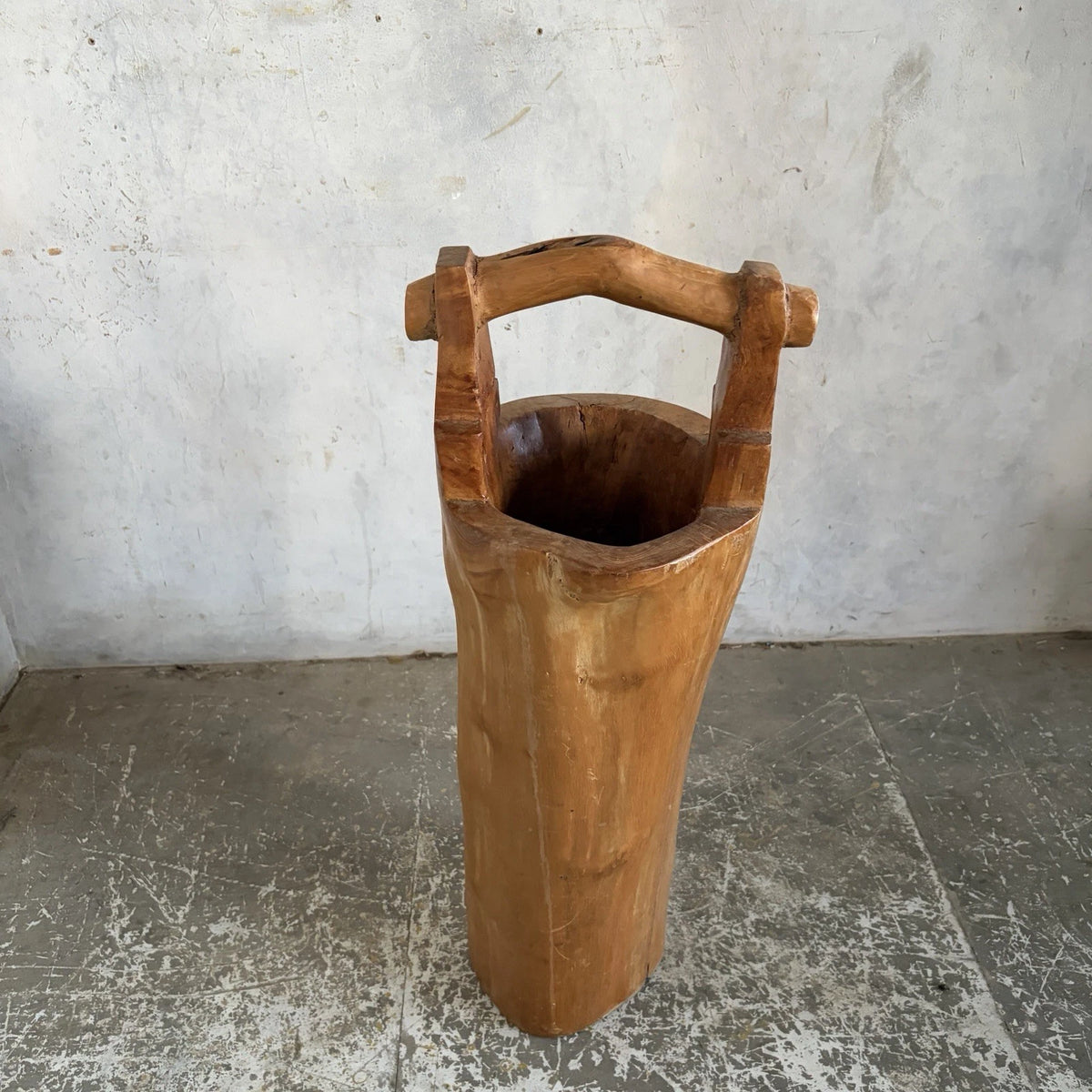 1950s Live Edge Solid Wood Umbrella & Walking Stick Stand - view 6