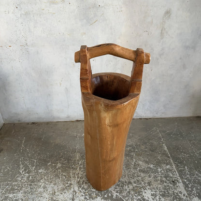 1950s Live Edge Solid Wood Umbrella & Walking Stick Stand - view 6