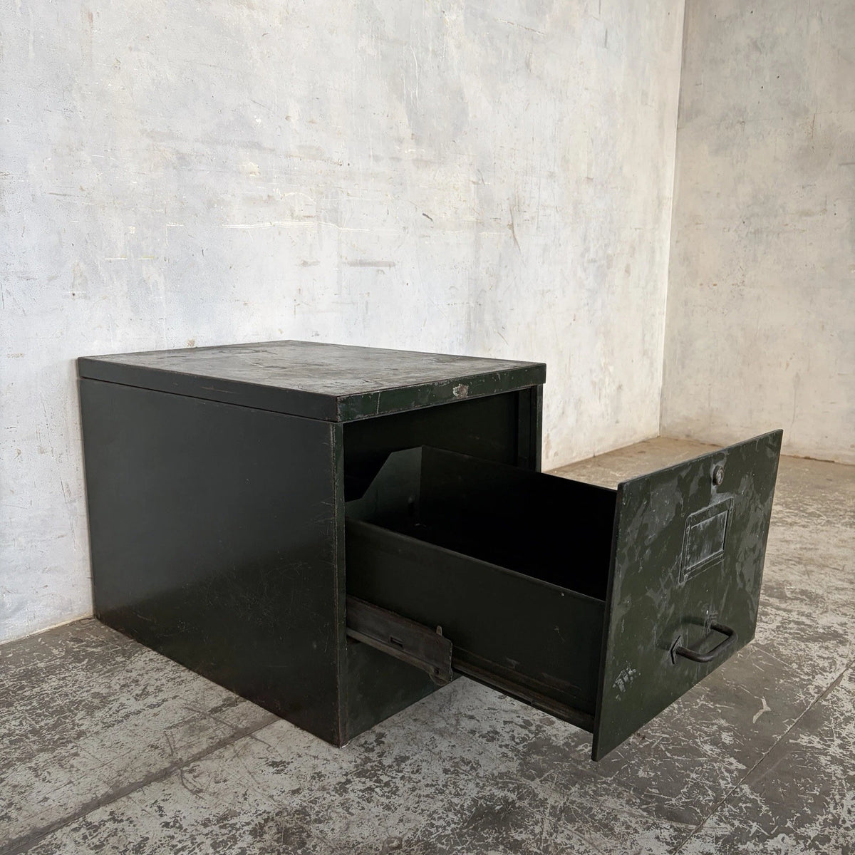 Vintage Industrial Green Metal Filing Cabinet & Bedside Cabinet - view 2
