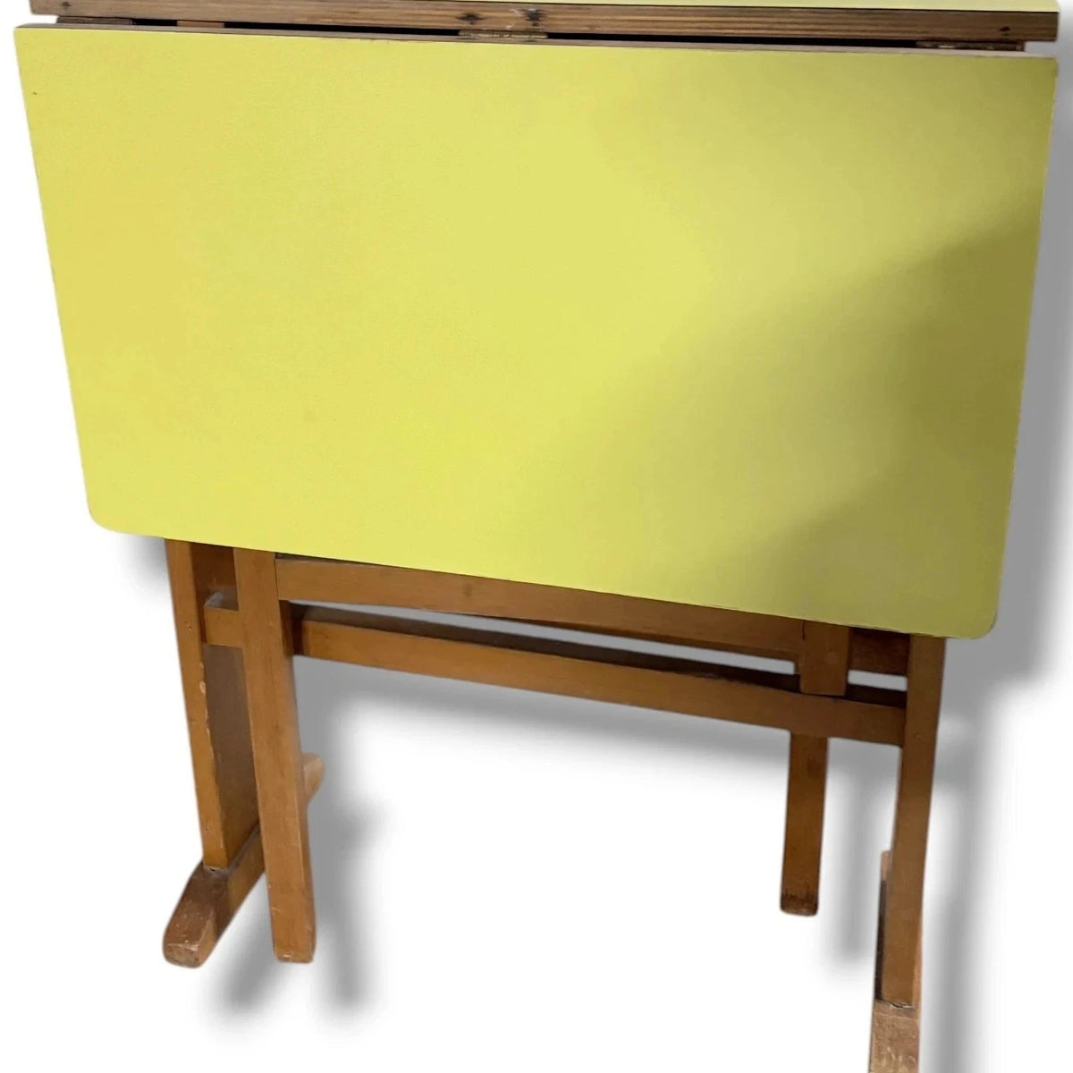 Vintage Drop Leaf Table with Yellow Formica and Oak – vintage furniture photograph 4