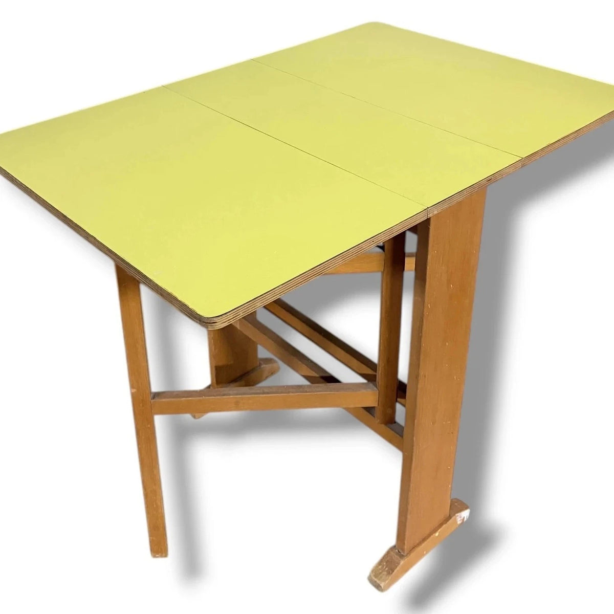 Vintage Drop Leaf Table with Yellow Formica and Oak – vintage furniture photograph 6