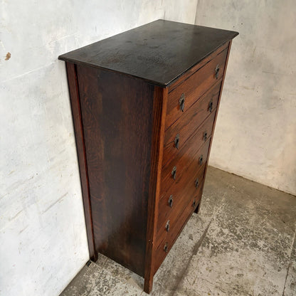 Antique Arts & Crafts Oak Tallboy Chest of Drawers – view 5