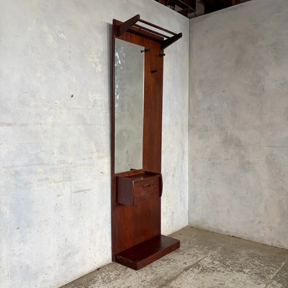 Mid Century Teak Gentleman’s Hall Stand with Mirror – view 1